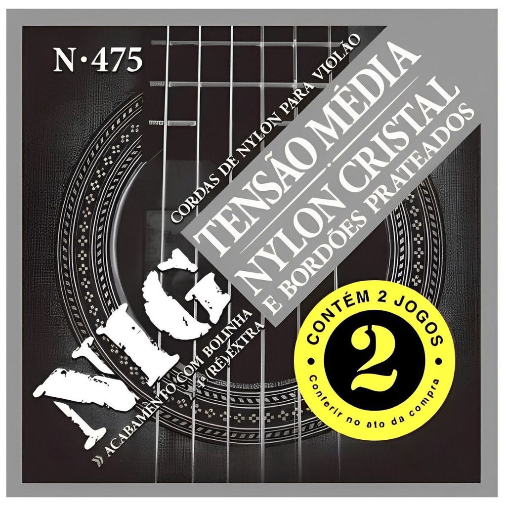 Encordoamento Violão Nylon Tensão Média Nig N475 .028” Kit 2 Jogos PR2N475L