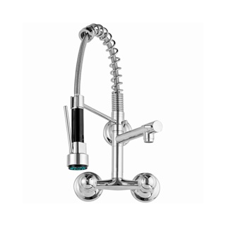 Torneira para cozinha Gourmet duplo comando de parede Munim Pingoo - Cromado em Oferta na Shopee