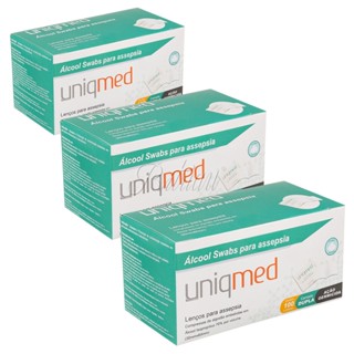 Álcool Swab 70% Saches Lenços Umedecidos Uniqmed 300 unidades