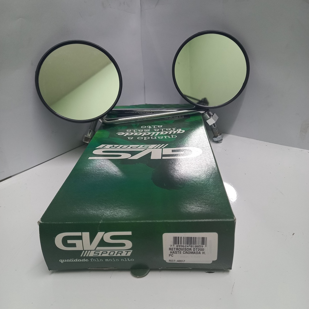 Retrovisor Gvs Yamaha Dt200 (Lente Plana - Haste Cromada - Carcaça Preta )