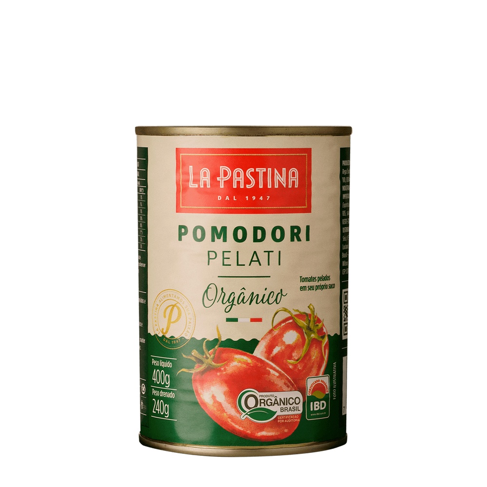 TOMATE POMODORI PELATI ORGÂNICO LA PASTINA 400G