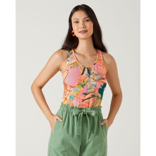 Regata Feminina Folhagem Em Viscose Stretch em Oferta na Shopee