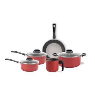 Jogo de Panelas Antiaderentes Zarola 5 Peças Vermelho em Oferta na Shopee