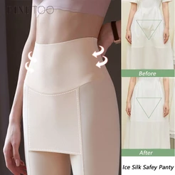 Finetooo Calça De Segurança De Seda Gelada Feminina Compartimento De Verão Anti-Novas Leggings Calções Dupla Camada Sem Costura