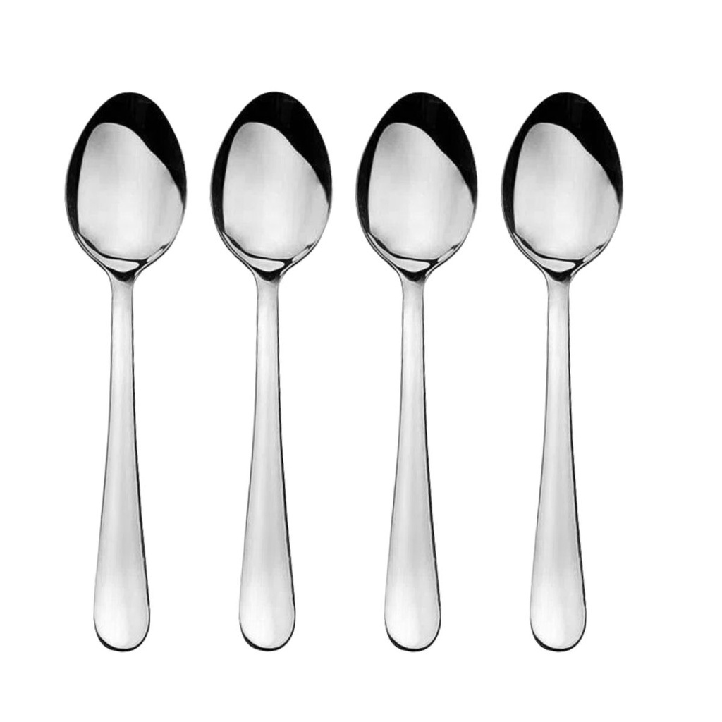 4 Colheres de Chá 13,5 cm Basis Biona em Aço Inoxidável Resistente Funcional Doméstico Profissional Café da manhã