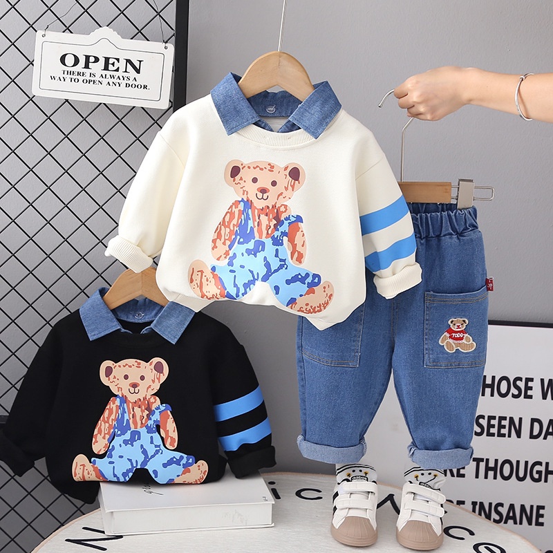 Conjuntos De Camisetas Para Crianças Meninos Meninas Roupas Bebês De Moda Infantil Esportivas 2pcs Calças De Algodão Jeans