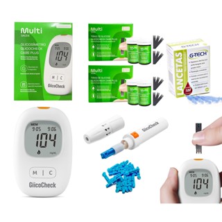 Kit aparelho de glicose Glicocheck Multilaser + 110 tiras de glicemia multilaser + 100 lanceta