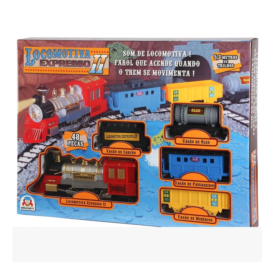 Locomotiva Trem Expresso Ii Com Sons Farol 8000 - Braskit - Mom & Baby