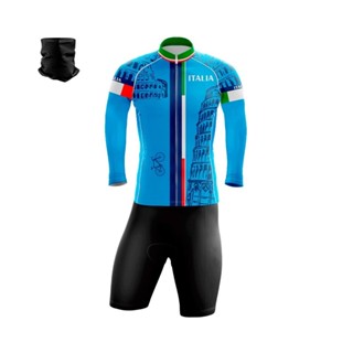 Conjunto Ciclismo Bermuda e Camisa Manga Longa GPX Sports Itália Coliseum Zíper Full