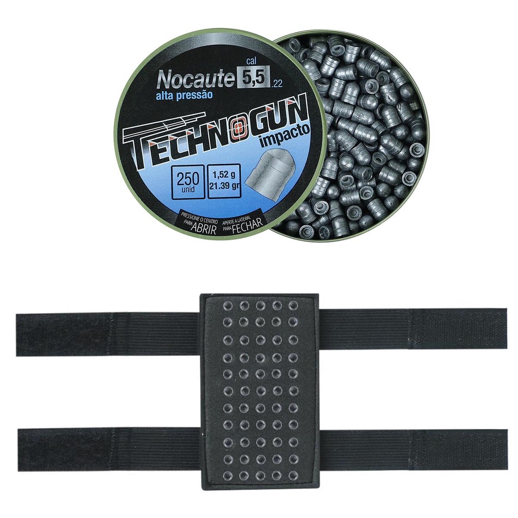 Pellet 5.5 Technogun Nocaute Impacto 250un + Case - Sports & Outdoors