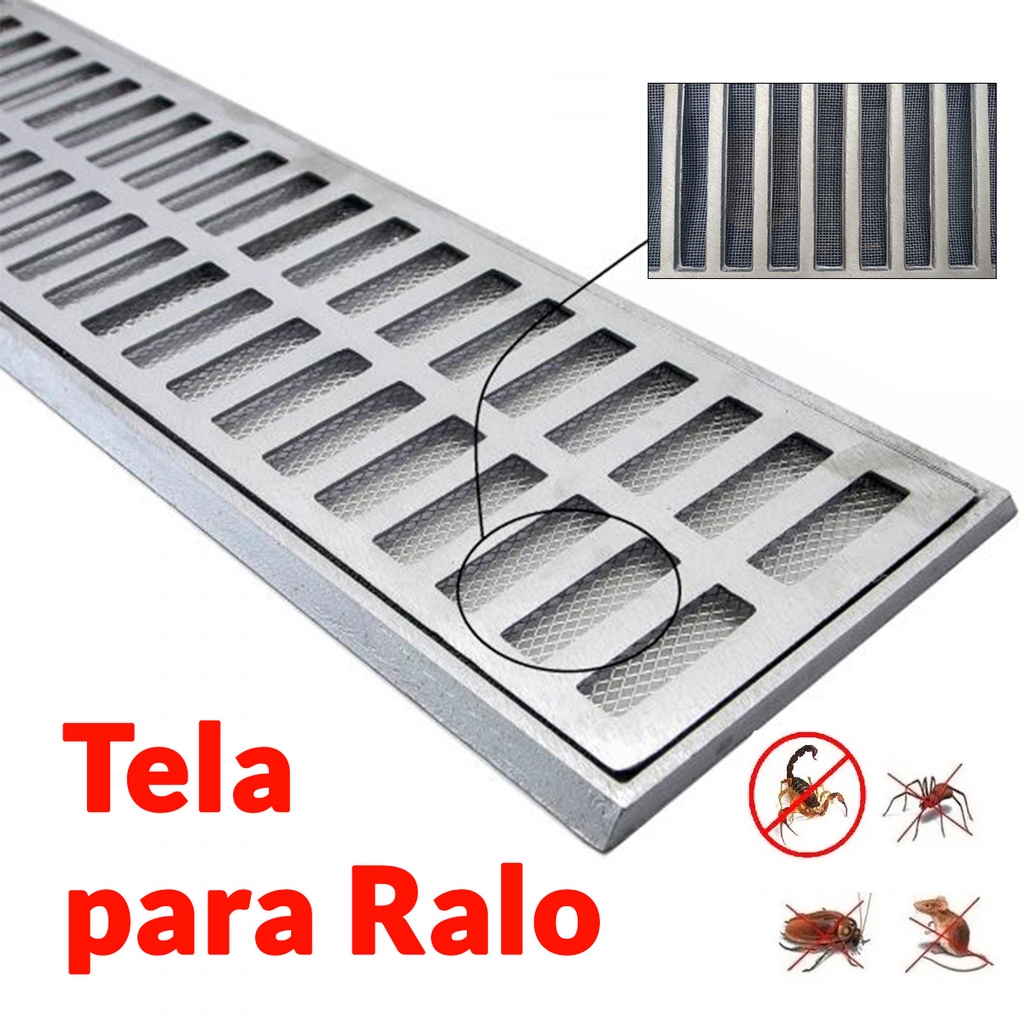 Tela Para Ralo de Banheiro Quintal 120x25 cm Tela Protetora para ralo