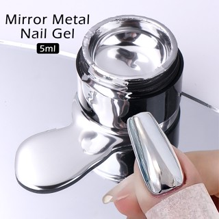 5ml De Gel De Pintura Metálico De Polimento De Unhas Espelho Prata Destaque Molho De Laca De Bricolage Charme Cromado Líquido Brilhante Decoração
