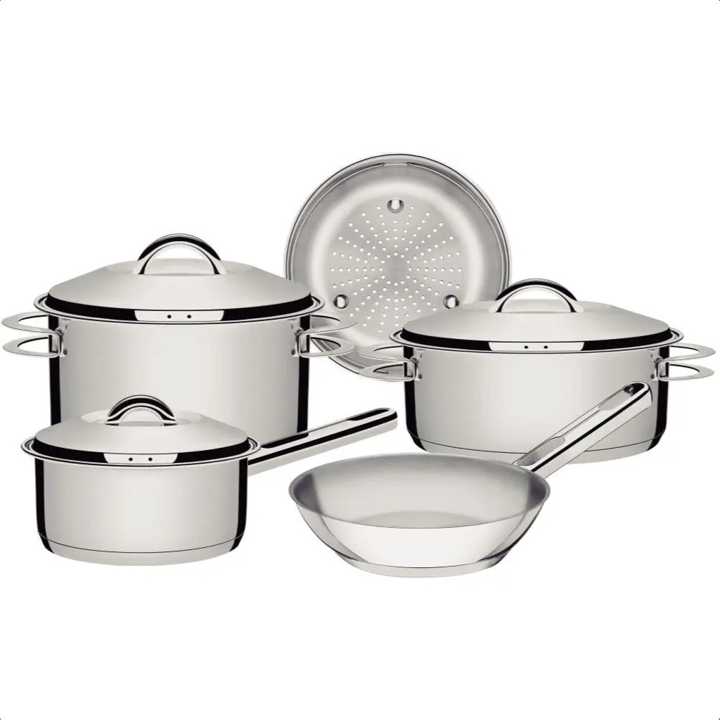 Jogo De Panelas 5 Peças Tramontina Fundo Triplo Aço Inox Alumínio Solar Cozinha Conjunto - 65510780 em Oferta na Shopee