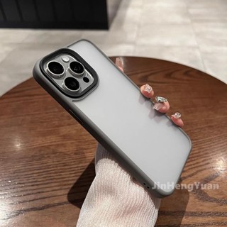 Caixa Avançada De Telefone Cinza Titânio Fosco Para IPhone 15 14 13 12 11 Pro Max 15plus Capa Dura Translúcida De Sensação De Pele