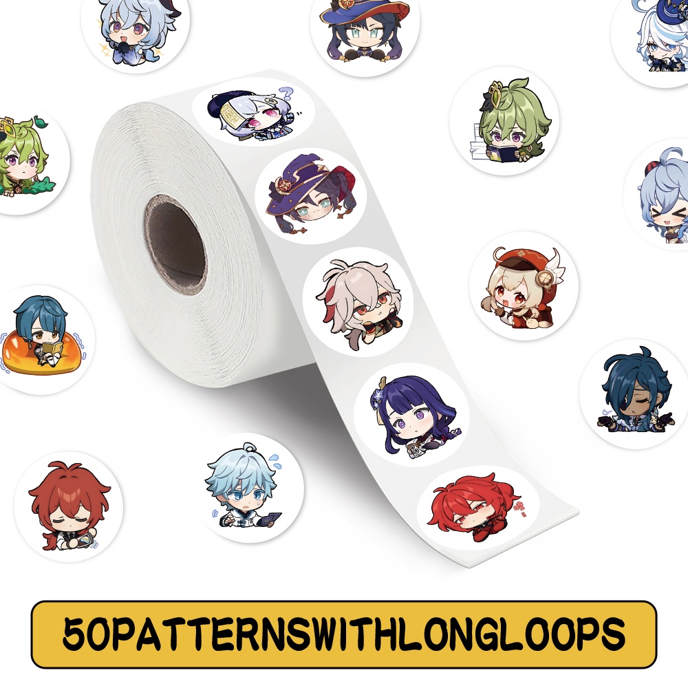200PCS/Roll Hot Game Genshin Impact Stikers Rolo Para Bagagem De Telefone Decalques Notebook Crianças Gravação De Presentesyourlife