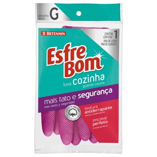 Luva Látex para Cozinha Grande Rosa EsfreBom Bettanin