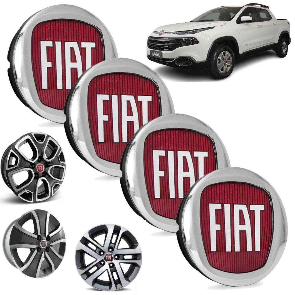 Jogo 4 Calota Calotinha Centro Tampa Miolo Central Roda Fiat Toro E Freemont 60mm