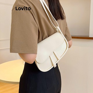 Lovito Bolsa De Ombro Pequena Básica Simples Casual Para Mulheres LNA32088 (Branco/Preto)