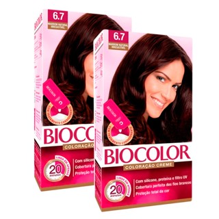 Kit 2X Tintura Creme Biocolor Marrom Natural Irresistível 6.7 Mini Kit