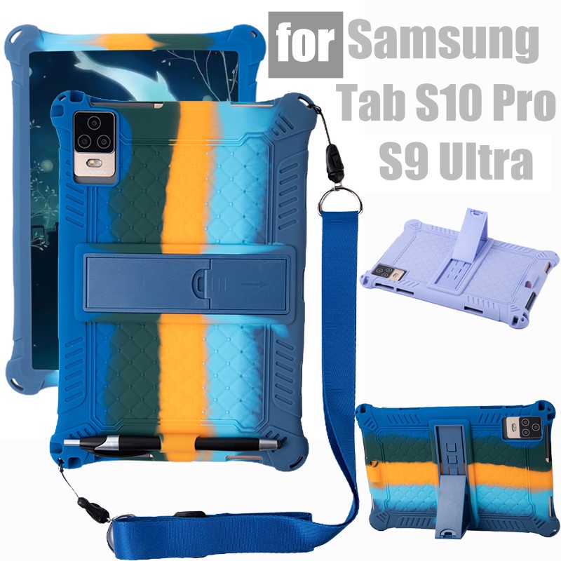 Para Samsung Galaxy Tab S10 Pro S9 Ultra 12 10.1 Polegadas Android Tablet PC À Prova De Choque Capa Protetora Do Suporte Traseiro De Cor Sólida