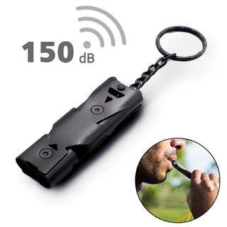 150 Apito de Sobrevivência de Tubo Duplo Apito de Sobrevivência para Camping Exterior Apito de Segurança Móvel Apito de Treinamento Militar Apito de Treinamento Militar SOS Tube Keychain Multi @ -