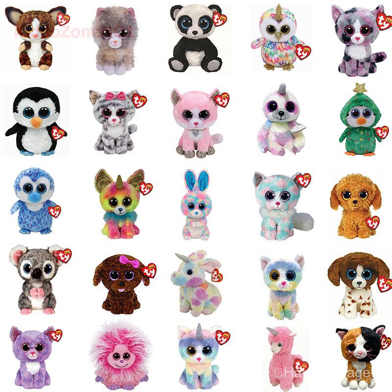 15cm Ty Beanie Big Eyes Stuffed Plush Toy Boneca Bonito Cão Gato Coruja Pinguim Coelho Alpaca Leão Preguiça Panda Urso Crianças Presentes 9T3K