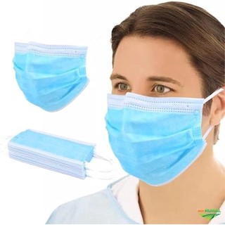 Kit 100 Caixas Máscara Tripla Camada Adulto Azul