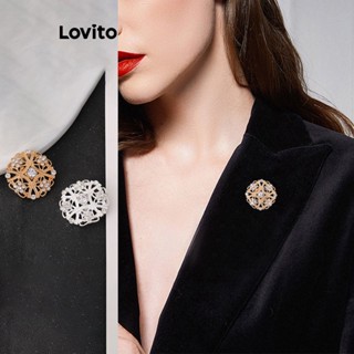 Lovito Broches Casuais De Metal Com Textura Lisa E Strass Recortados Para Mulheres LFA11229