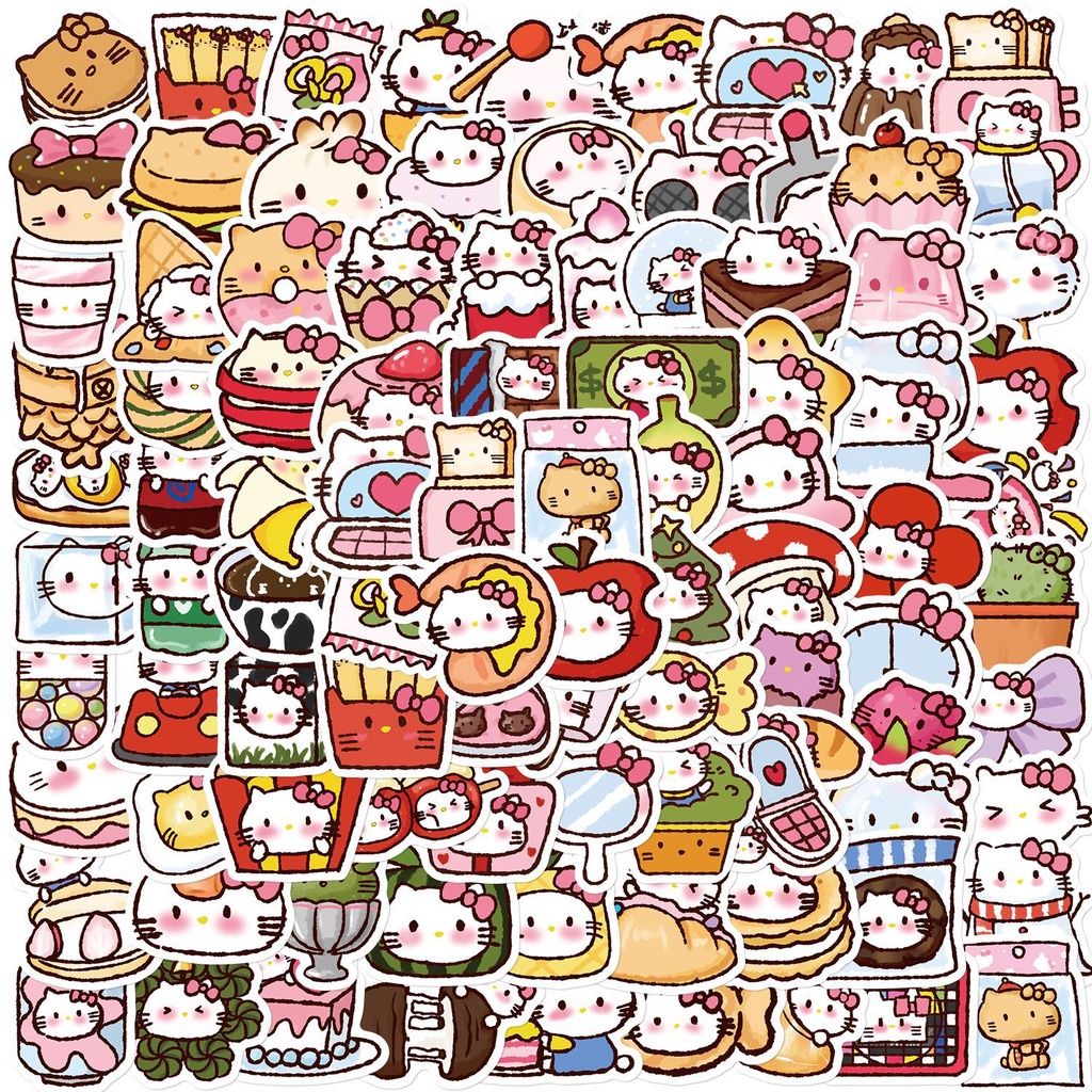 90 Unid . Adesivos De PVC À Prova D'água Hello Kitty Kuso Engraçado E Fofo em Oferta na Shopee