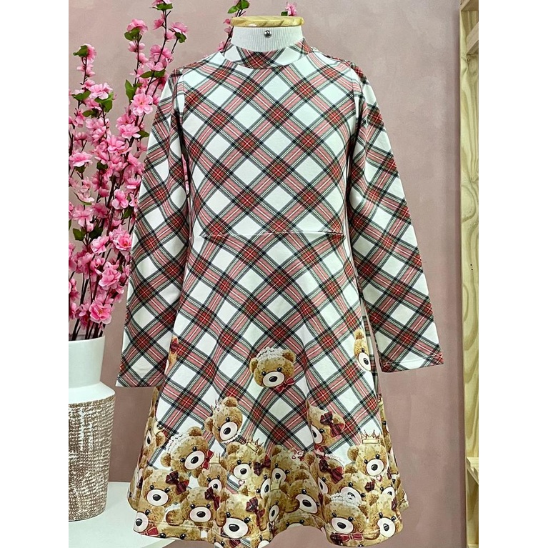 Vestido Infantil Petit Cherie Inverno Xadrez Love - Monnalisa