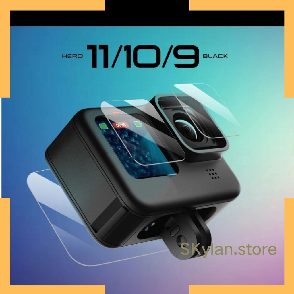 Protetor de Tela de Vidro Temperado, Lente Protetora, Preto, Acessórios Compativel  Câmera Gopro Hero 11, 10, 9, Go Pro 10, VP730