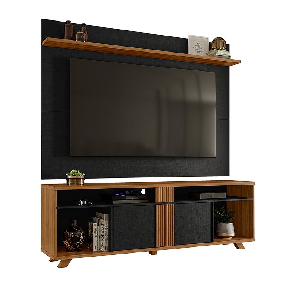Rack Bancada com Painel para TV até 70 Polegadas 1,80m Freijó / Preto  Notável