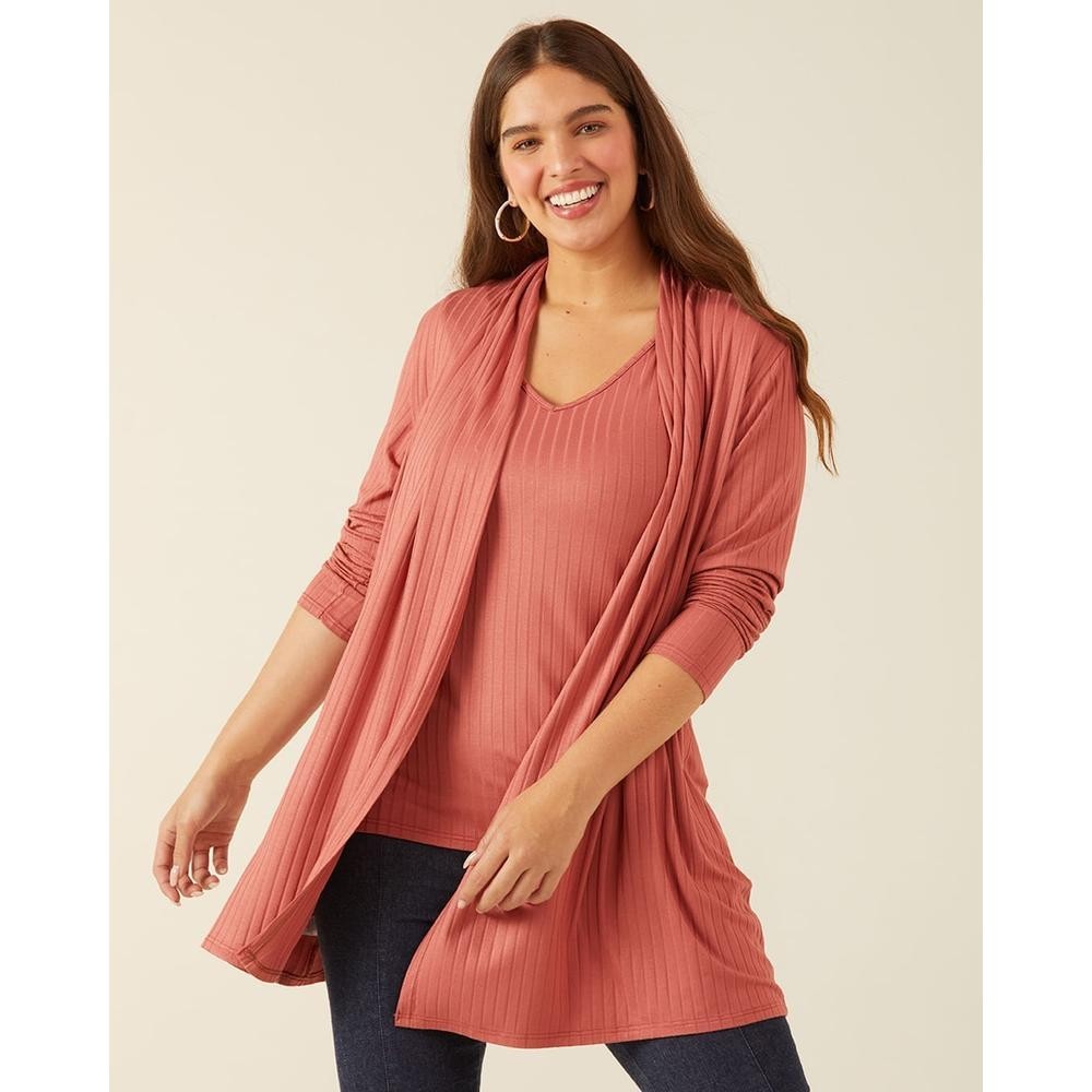 Cardigan Em Canelado De Viscose Malwee Plus - Women Clothes