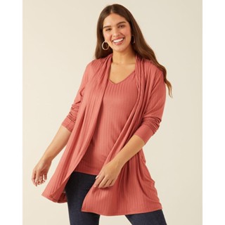 Cardigan Em Canelado De Viscose Malwee Plus