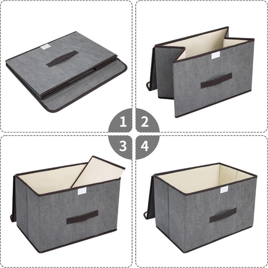 Kit 4 Caixas Organizadora Dobrável Multiuso em TNT Roupas Brinquedos