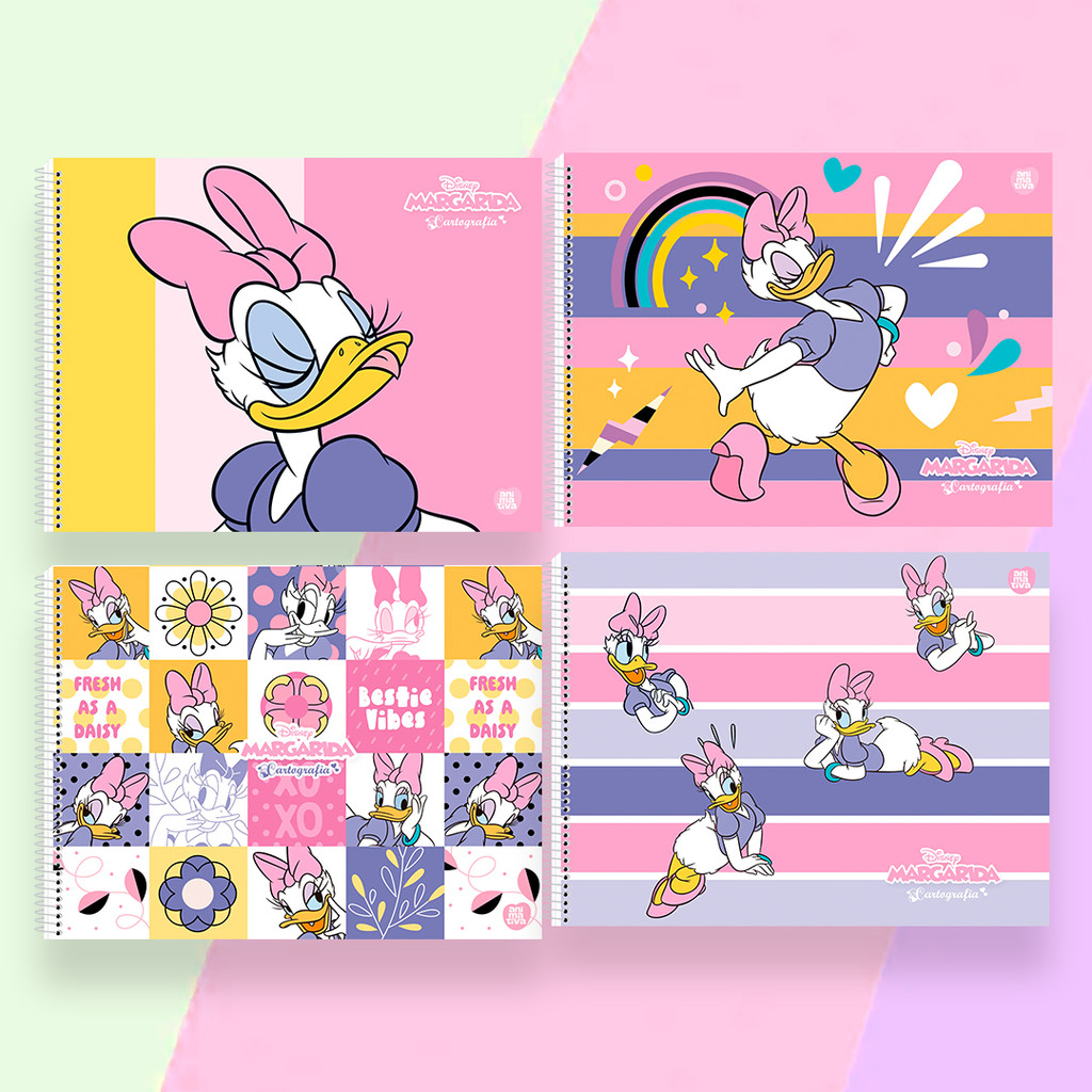 Caderno de Desenho Cartografia Margarida Daisy 60 Folhas - Envio Sortido