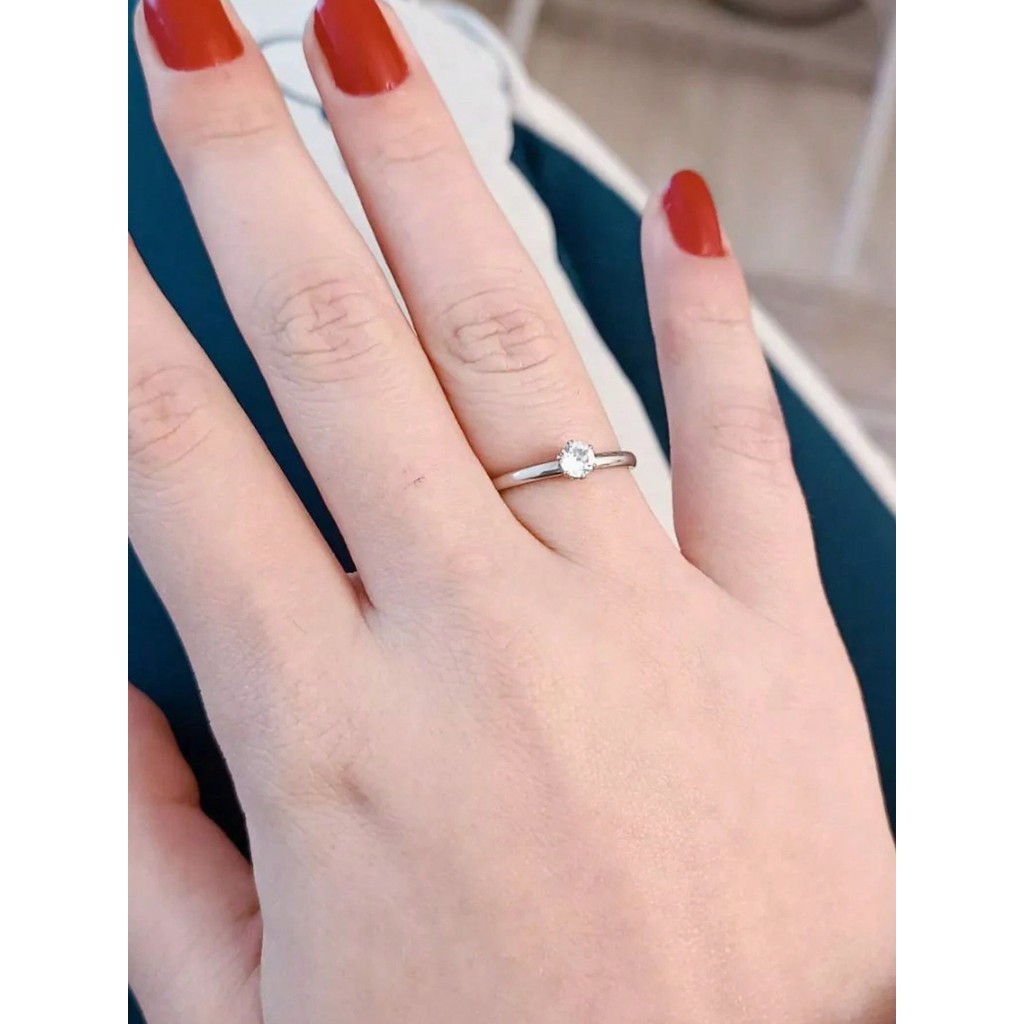 Anel Feminino Solitário Namoro compromisso Aliança Aço inox Prata com pedra 2mm
