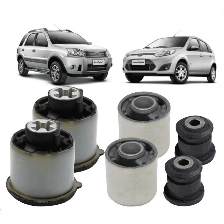 Kit 4 Bucha Bandeja Com 2 Bucha Do Eixo Traseiro Fiesta Rocam 02 Á 14 Ecosport 2002 Até 12