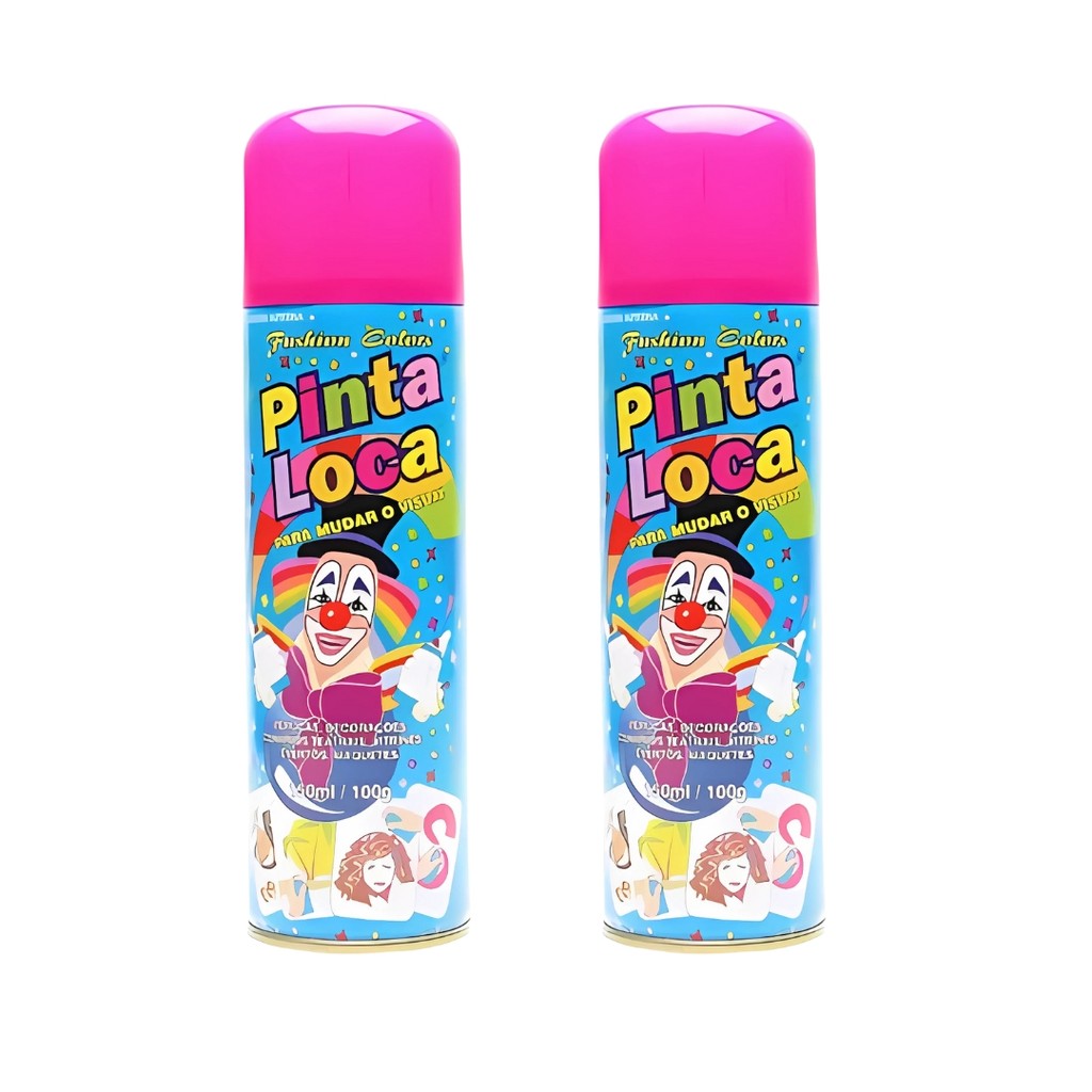 Cabelo Maluco Kit 2 Tintas Spray Pinta Loca Rosa Flash 150ml