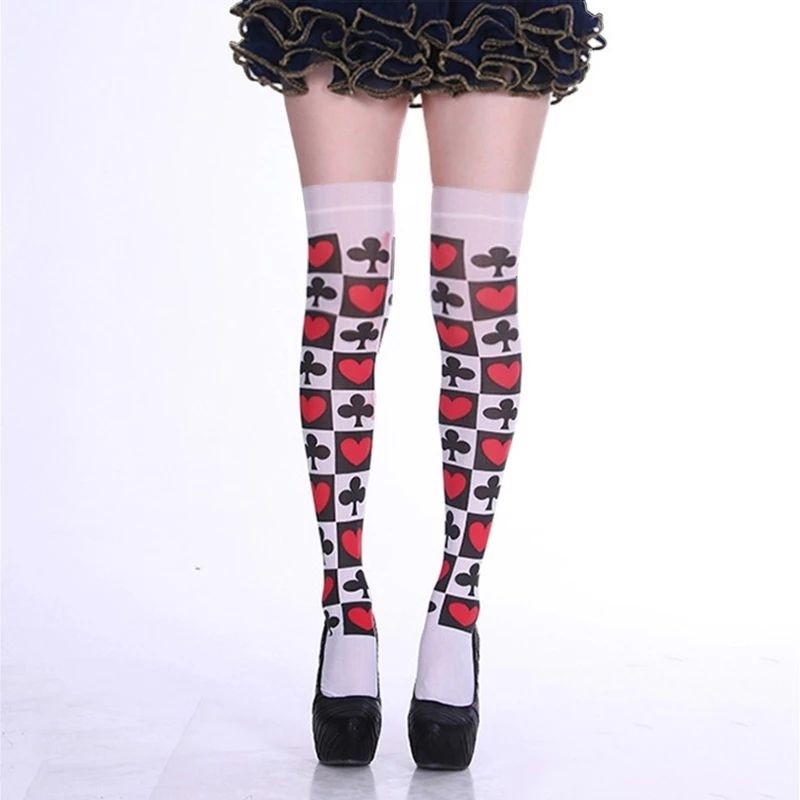 Meia 7/8 Rainha De Copas Fantasia Cosplay naipes baralho em Oferta na Shopee