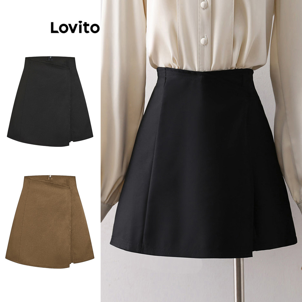 Lovito Shorts Casuais Lisos Falsos 2 Em 1 Para Mulheres L80ED186 (Multicolorido) em Oferta na Shopee