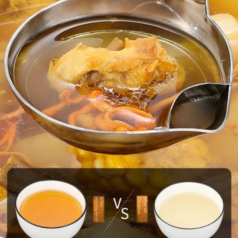 Colher Separadora De Óleo De Aço Inoxidável-Coador Separador De Sopa Molho De Cozinha-Utensílios Talheres-De Filtro Anti — imagem 2 de 2