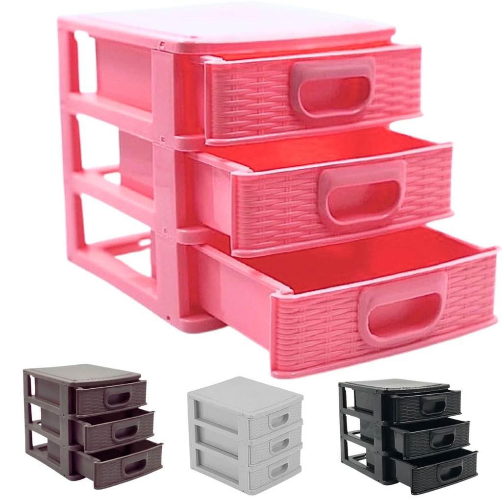 Kit 4 Gaveteiro Organizador De Mesa Multiuso Domestico 3 Gavetas