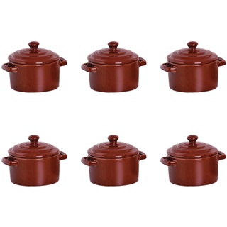 Kit 6 Mini Caçarola Cerâmica Marrom Esmaltada 250ml Moderna Panelinha Para Festa Buffet Servir em Oferta na Shopee