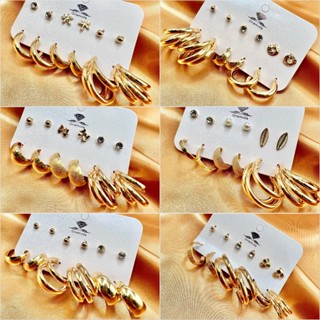 Kit 6 pares de brincos com argolas prata e dourada
