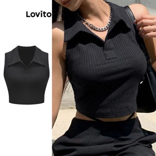 Lovito Casual Lisa Camiseta Regata Feminina L65ED041 (Preta)