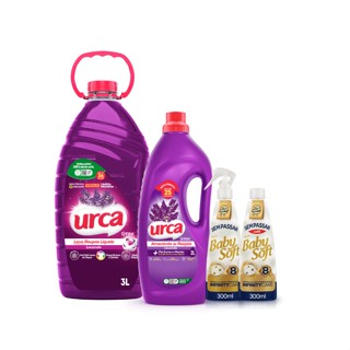 Kit 1 Lava Roupas Lavanda 3L + 1 Amaciante Lavanda 2L + 1 Sem passar com gatilho e 1 Sem Passar refil