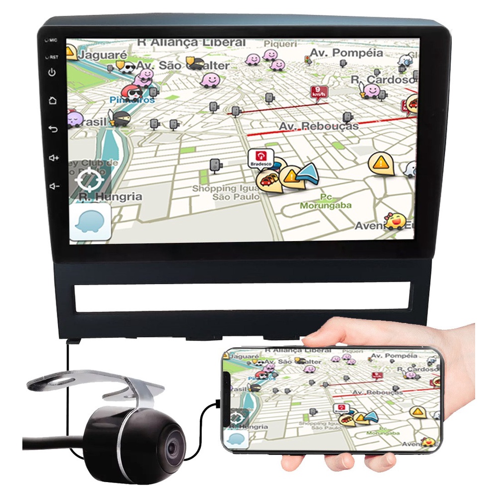 Multimídia 9" Polegadas Palio Strada Idea Weekend Siena Strada Espelhamento USB Bluetooth Moldura Painel + Câmera de Ré
