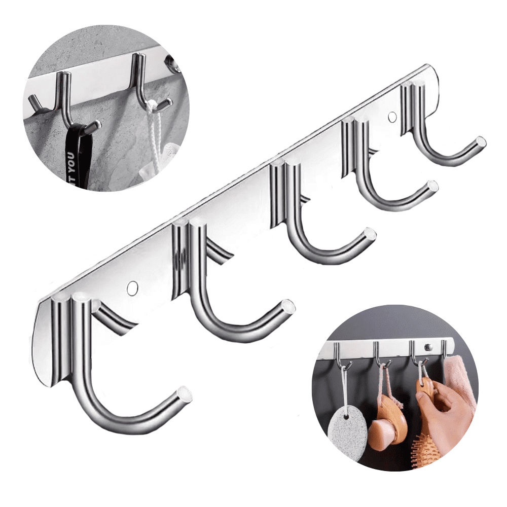 Suporte Gancho Porta Utensilios De Cozinha 5 Ganchos Inox em Oferta na Shopee