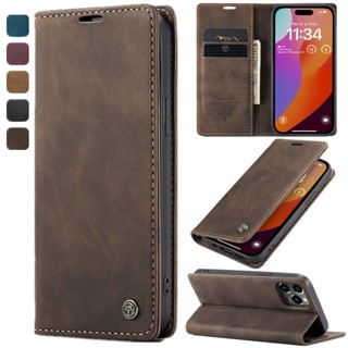 Capa Carteira Flip De Couro Fosco Para iPhone 14 15 Pro Max 14 15 Plus